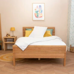 Lit à Rainures En Bois Massif Naturel - LT17012 10 Lit à Rainures En Bois Massif Naturel - LT17012 -Doublures De Lit Soldes 2024 lit rainures ambiance 3