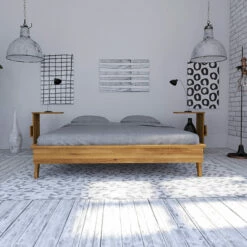 Lit Avec Pieds Inclinés En Chêne Massif Clair - LT36003 11 Lit Avec Pieds Inclinés En Chêne Massif Clair - LT36003 -Doublures De Lit Soldes 2024 lit retro face ambiance