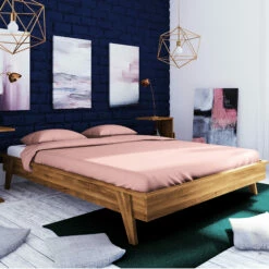 Lit Avec Pieds Inclinés En Chêne Massif Clair - LT36003 13 Lit Avec Pieds Inclinés En Chêne Massif Clair - LT36003 -Doublures De Lit Soldes 2024 lit retro profil ambiance 2