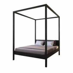 Lit à Baldaquin En Bois Noir - LT14032