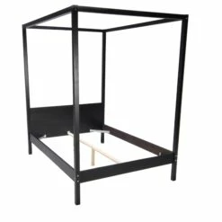 Lit à Baldaquin En Bois Noir - LT14032 7 Lit à Baldaquin En Bois Noir - LT14032 -Doublures De Lit Soldes 2024 lit romance noir sommier fond blanc