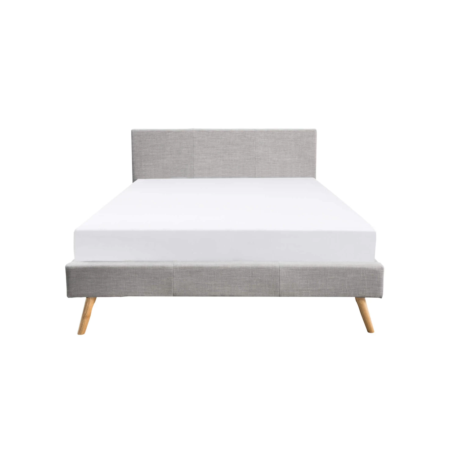 Lit En Bois Avec Tête De Lit Tissu Gris Clair - LT17020 3 Lit En Bois Avec Tête De Lit Tissu Gris Clair - LT17020