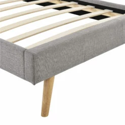Lit En Bois Avec Tête De Lit Tissu Gris Clair - LT17020 11 Lit En Bois Avec Tête De Lit Tissu Gris Clair - LT17020 -Doublures De Lit Soldes 2024 lit scandinave gris clair 90x190 zoom pied fond blanc