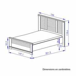 Lit En Bois Clair Imitation Châtaignier - LT5066 20 Lit En Bois Clair Imitation Châtaignier - LT5066 -Doublures De Lit Soldes 2024 lit thelma 140x190 dimensions fond blanc