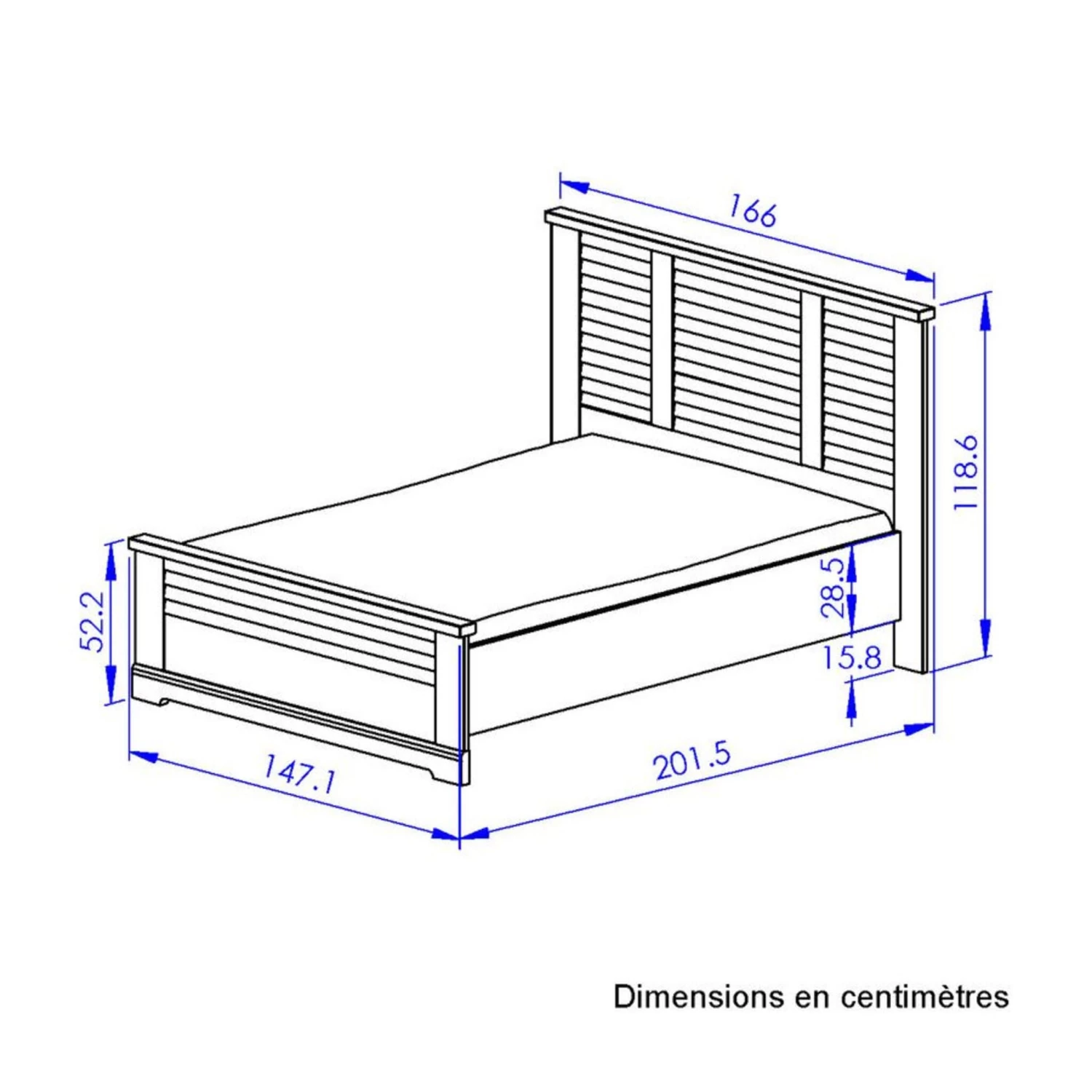 Lit En Bois Clair Imitation Châtaignier - LT5066 11 Lit En Bois Clair Imitation Châtaignier - LT5066 – Image 9