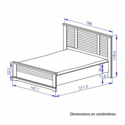Lit En Bois Clair Imitation Châtaignier - LT5066 21 Lit En Bois Clair Imitation Châtaignier - LT5066 -Doublures De Lit Soldes 2024 lit thelma 160x200 dimensions fond blanc
