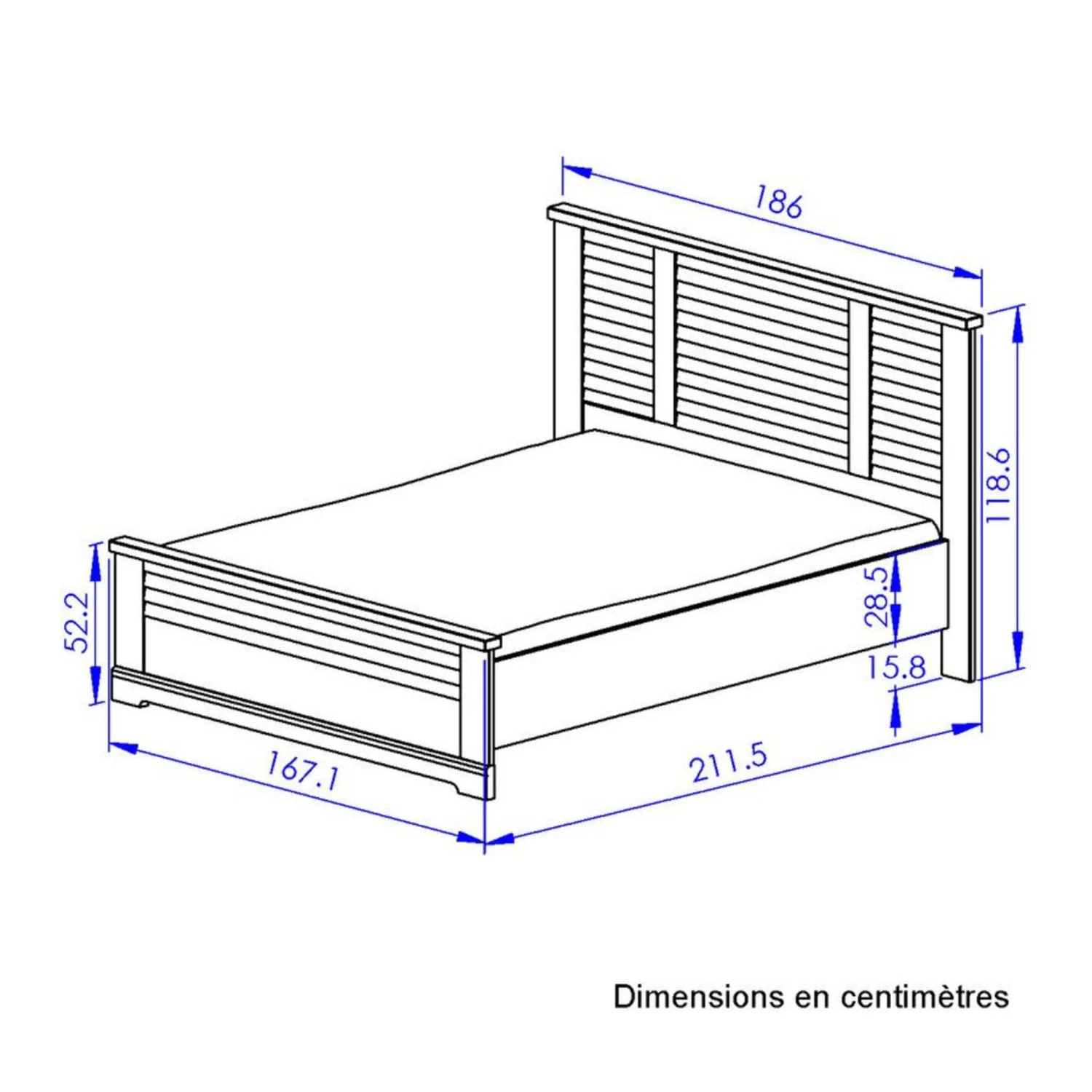 Lit En Bois Clair Imitation Châtaignier - LT5066 12 Lit En Bois Clair Imitation Châtaignier - LT5066 – Image 10