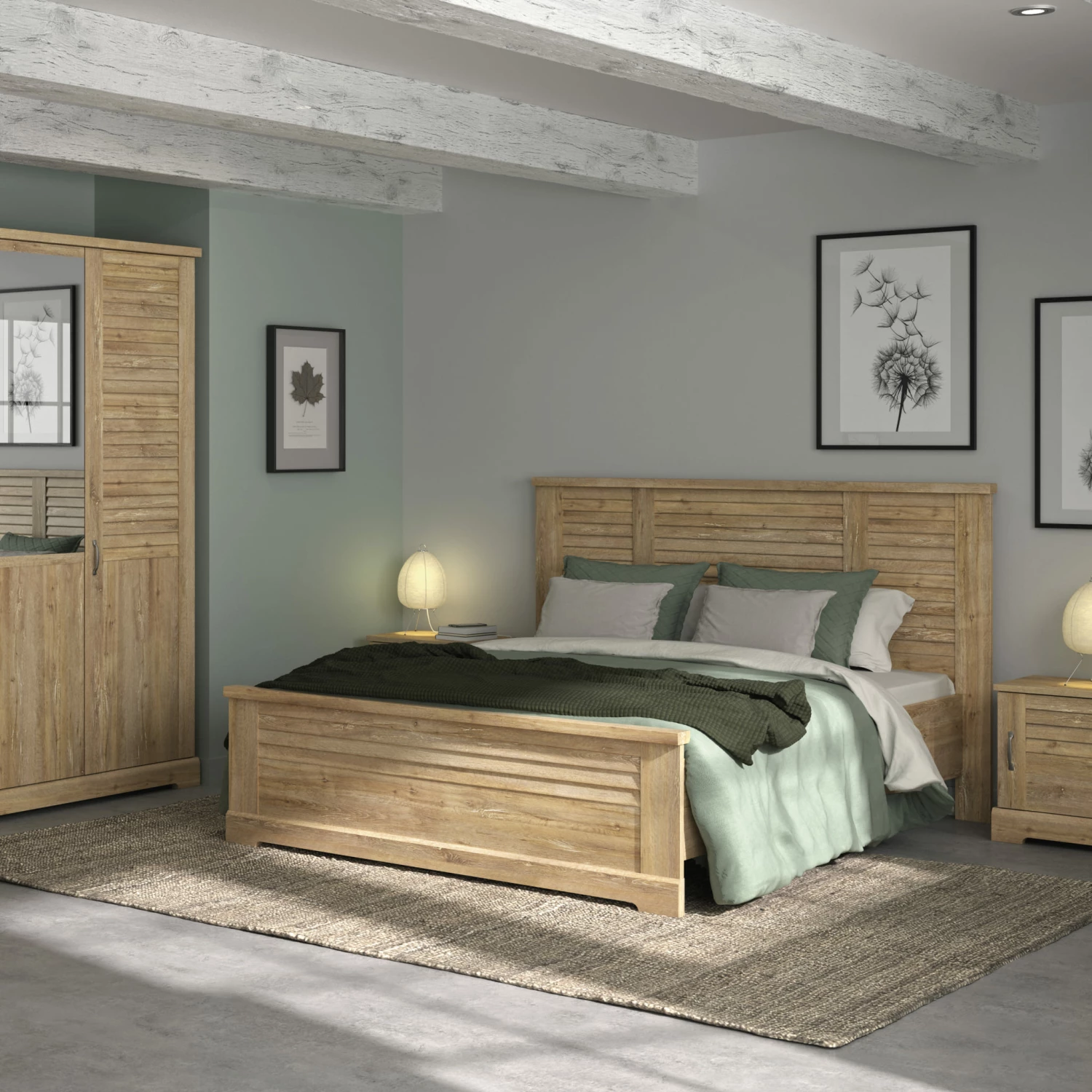 Lit Et Chiffonnier En Bois Clair - LT5080 4 Lit Et Chiffonnier En Bois Clair - LT5080 – Image 2
