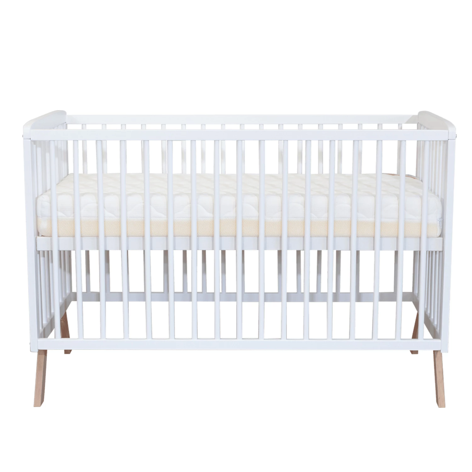 Lit Bébé En Bois Massif Blanc Avec Sommier Réglable En Hauteur 60x120 8 Lit Bébé En Bois Massif Blanc Avec Sommier Réglable En Hauteur 60x120 – Image 6