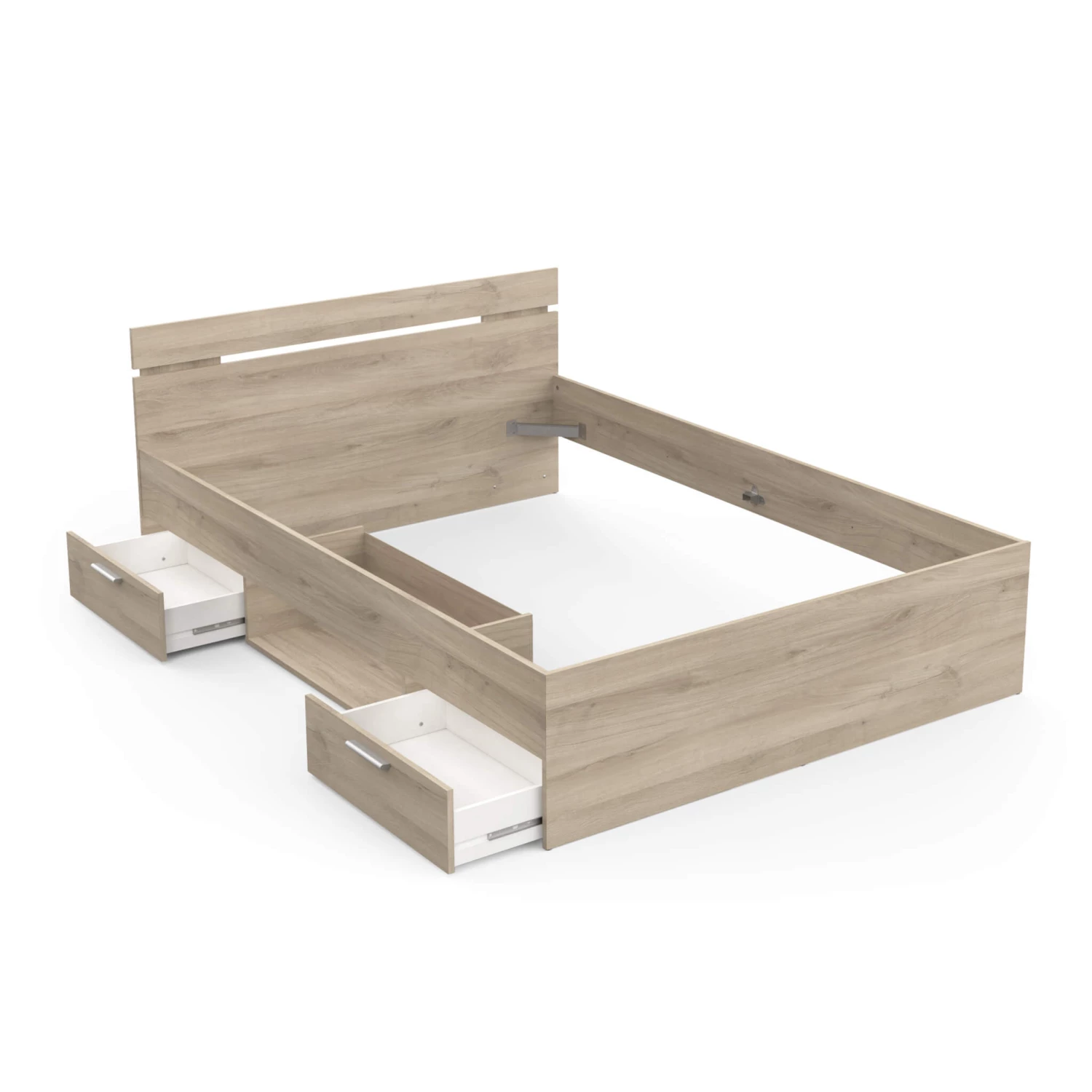 Lit Tiroir Avec Niche De Rangement En Bois Imitation Chêne Kronberg - LT202 6 Lit Tiroir Avec Niche De Rangement En Bois Imitation Chêne Kronberg - LT202 – Image 4