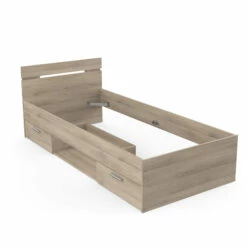 Lit Tiroir Avec Niche De Rangement En Bois Imitation Chêne Kronberg - LT202 18 Lit Tiroir Avec Niche De Rangement En Bois Imitation Chêne Kronberg - LT202 -Doublures De Lit Soldes 2024 lit tiroir 1 niche 90200 fond blanc
