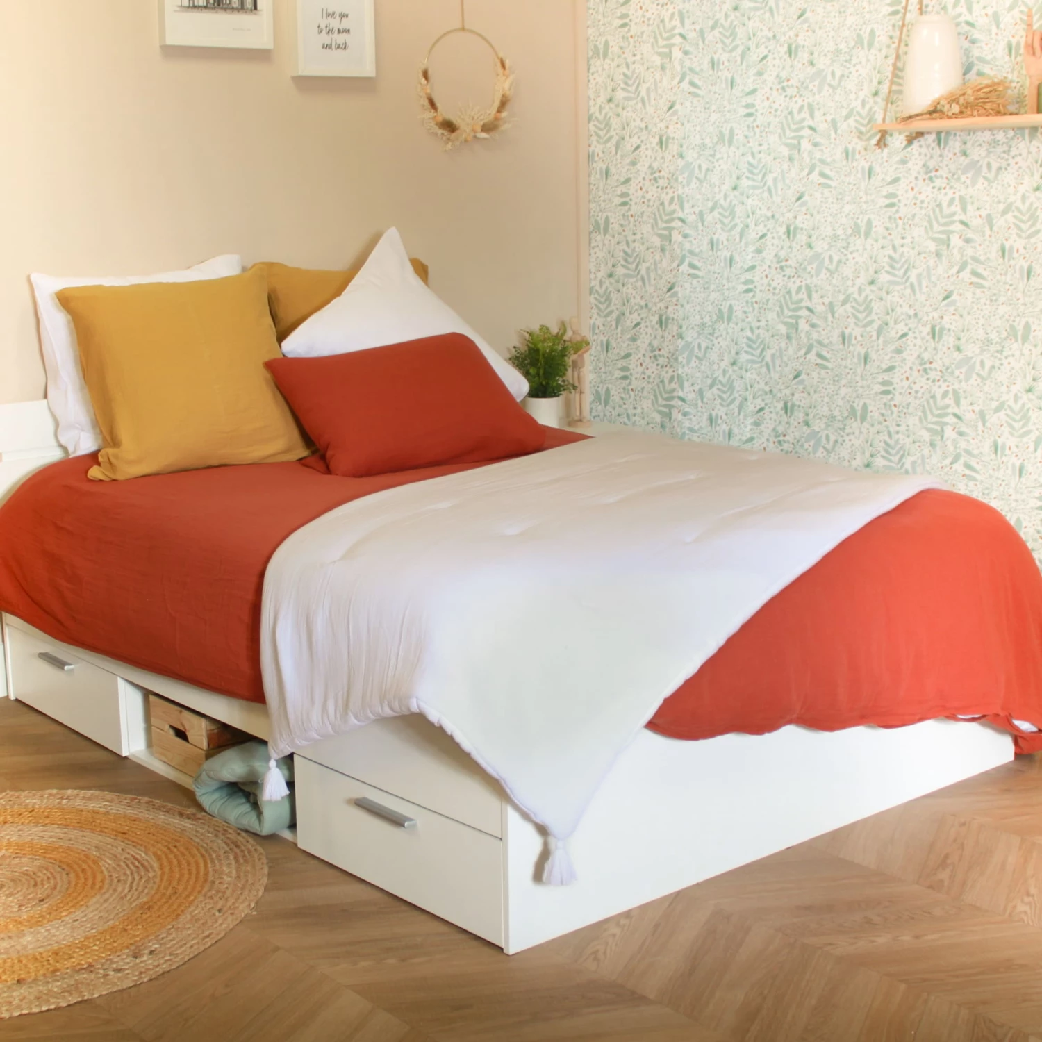 Lit Tiroirs Blanc Perle 4 Lit Tiroirs Blanc Perle – Image 2