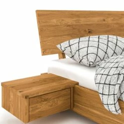 Lit Avec Tête De Lit Intégrée Et 2 Chevets En Chêne Massif Clair - LT36008 19 Lit Avec Tête De Lit Intégrée Et 2 Chevets En Chêne Massif Clair - LT36008 -Doublures De Lit Soldes 2024 lit vento zoom chevet fond blanc 2 3