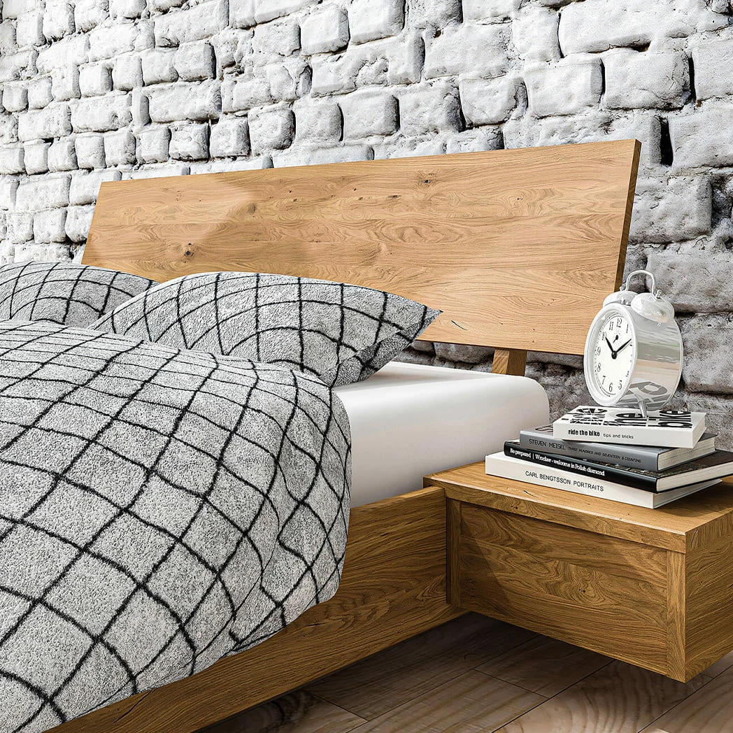 Lit Avec Tête De Lit Intégrée Et 2 Chevets En Chêne Massif Clair - LT36008 6 Lit Avec Tête De Lit Intégrée Et 2 Chevets En Chêne Massif Clair - LT36008 – Image 4