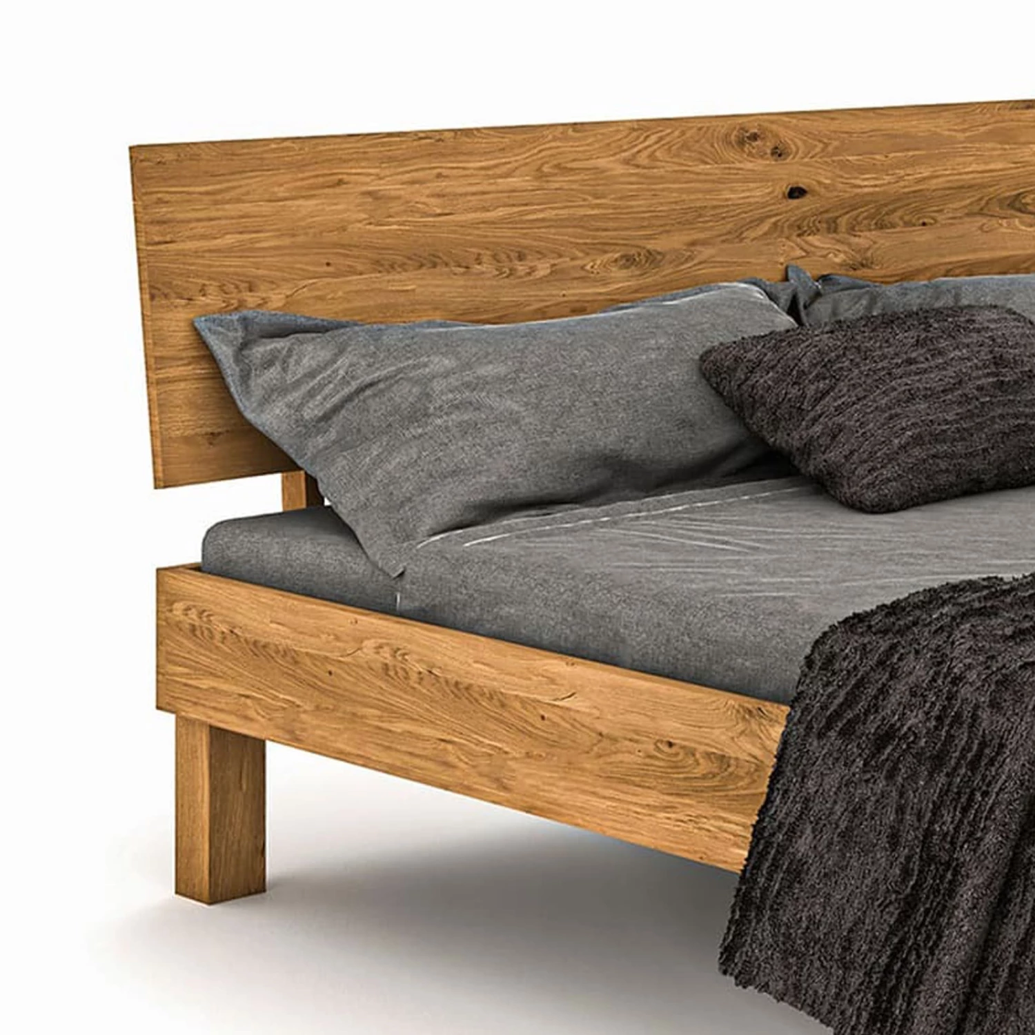 Lit Avec Pieds Carrés Et Tête De Lit En Chêne Massif Clair - LT36004 5 Lit Avec Pieds Carrés Et Tête De Lit En Chêne Massif Clair - LT36004 – Image 3