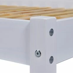 Lit Avec Sommier Intégré En Pin Massif Blanc - LT12118 -Doublures De Lit Soldes 2024 lit vilmo zoom 1