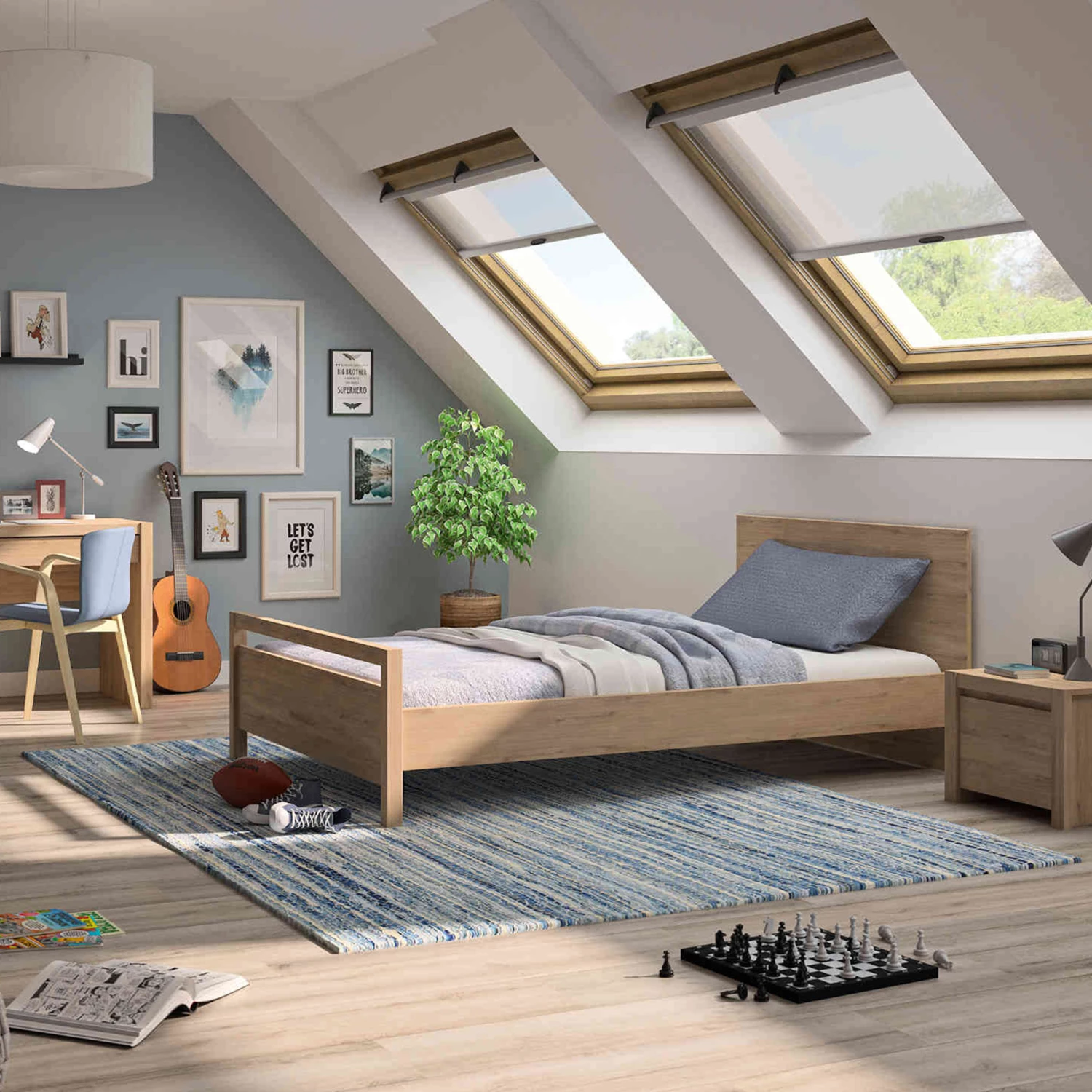 Lit Enfant En Bois Imitation Chêne Clair - LT5059 7 Lit Enfant En Bois Imitation Chêne Clair - LT5059 – Image 5