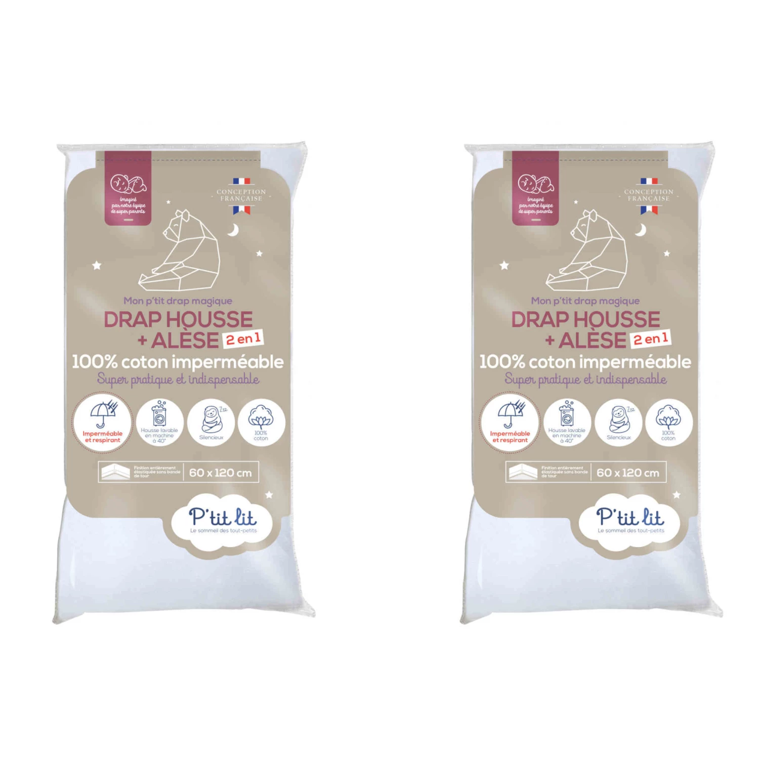 Lot De 2 Draps Housses Bébé + Alèses 2 En 1 Coton Imperméable Blanc 3 Lot De 2 Draps Housses Bébé + Alèses 2 En 1 Coton Imperméable Blanc