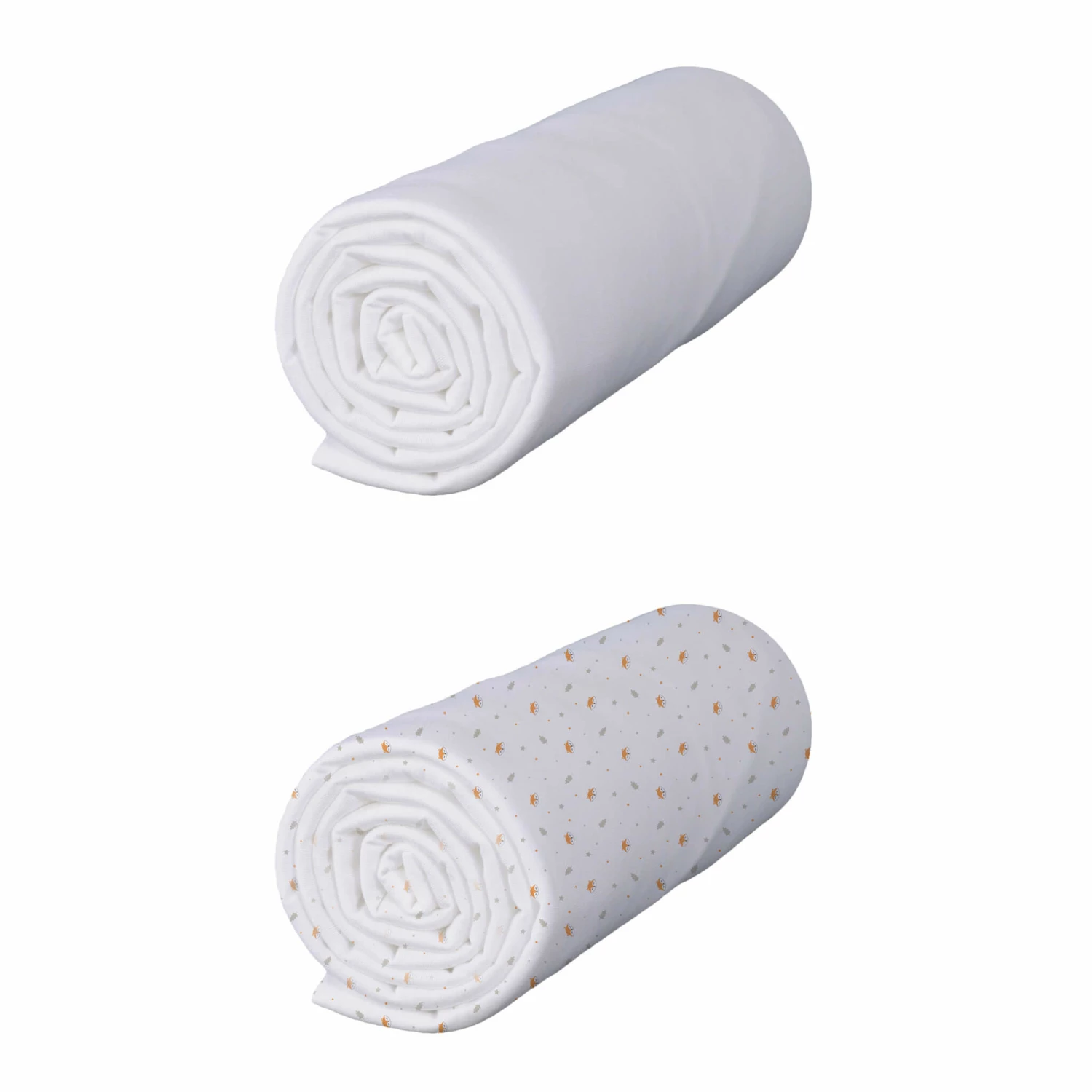 Lot De 2 Draps Housses Bébé Coton Jersey Blanc/Renard 60x120 Cm 3 Lot De 2 Draps Housses Bébé Coton Jersey Blanc/Renard 60x120 Cm