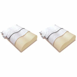 Lot De 2 Oreillers Ergonomiques Mousse Mémoire Végétale Et Taies D'oreillers Percale Someo 40x60