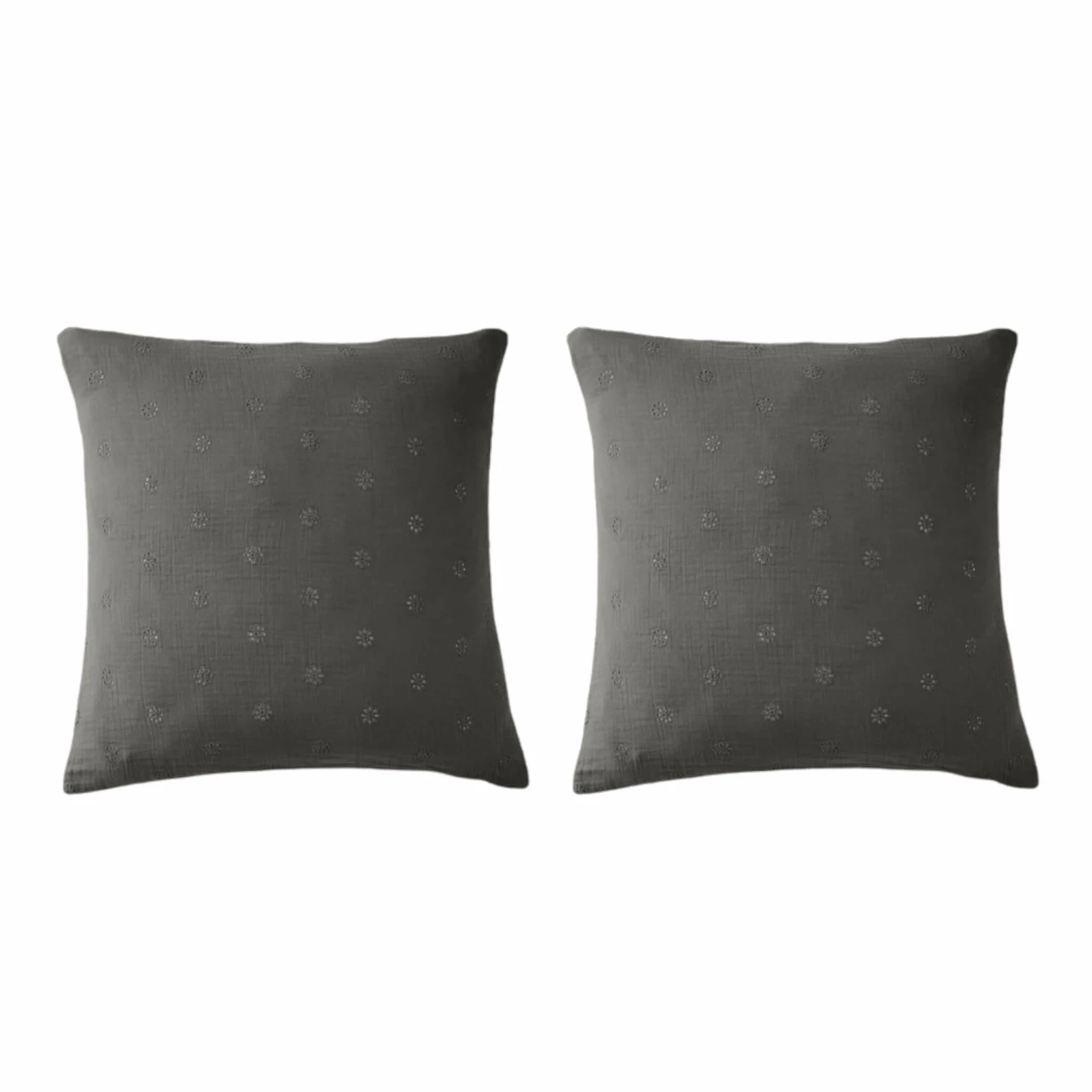 Lot De 2 Taies D'oreillers Brodées Double Gaze De Coton 3 Lot De 2 Taies D'oreillers Brodées Double Gaze De Coton