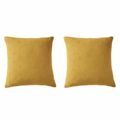 Lot De 2 Taies D'oreillers Brodées Double Gaze De Coton 24 Lot De 2 Taies D'oreillers Brodées Double Gaze De Coton -Doublures De Lit Soldes 2024 lot taie oreiller boho jaune fond blanc