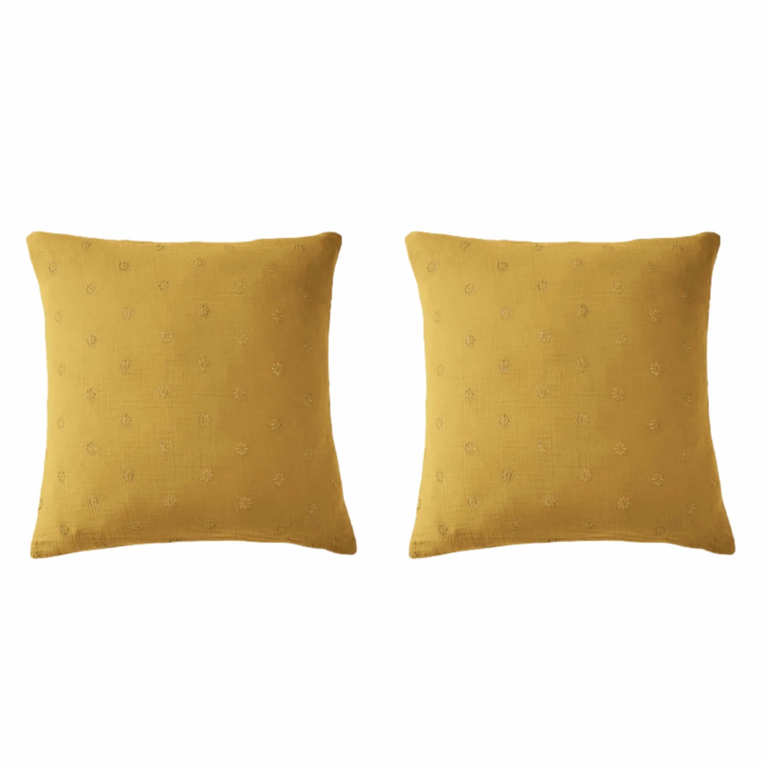 Lot De 2 Taies D'oreillers Brodées Double Gaze De Coton 5 Lot De 2 Taies D'oreillers Brodées Double Gaze De Coton – Image 3