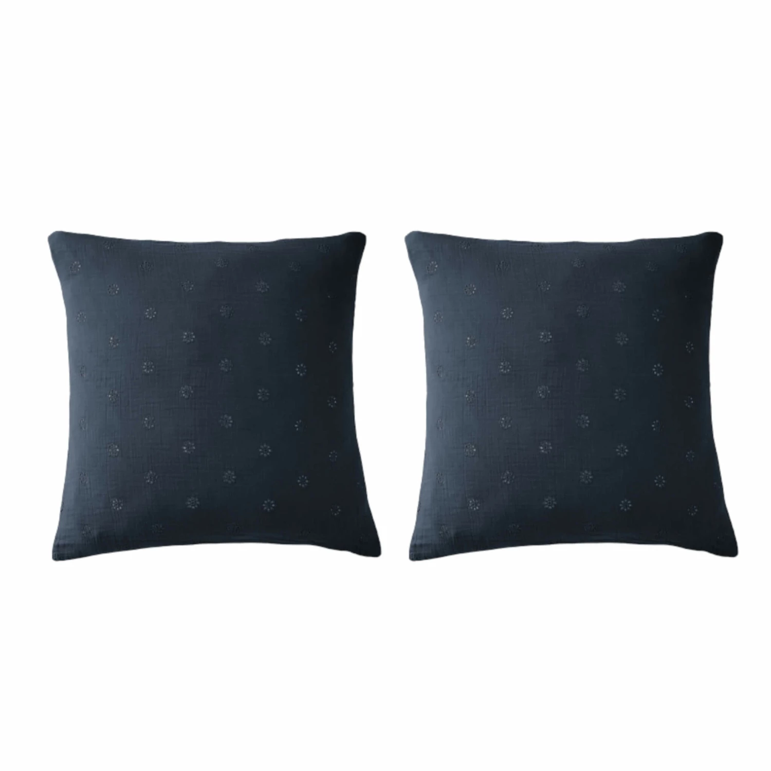 Lot De 2 Taies D'oreillers Brodées Double Gaze De Coton 7 Lot De 2 Taies D'oreillers Brodées Double Gaze De Coton – Image 5