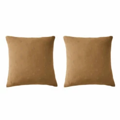 Lot De 2 Taies D'oreillers Brodées Double Gaze De Coton 27 Lot De 2 Taies D'oreillers Brodées Double Gaze De Coton -Doublures De Lit Soldes 2024 lot taie oreiller boho marron fond blanc