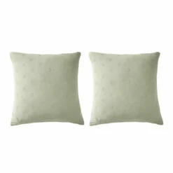 Lot De 2 Taies D'oreillers Brodées Double Gaze De Coton 30 Lot De 2 Taies D'oreillers Brodées Double Gaze De Coton -Doublures De Lit Soldes 2024 lot taie oreiller boho vert fond blanc