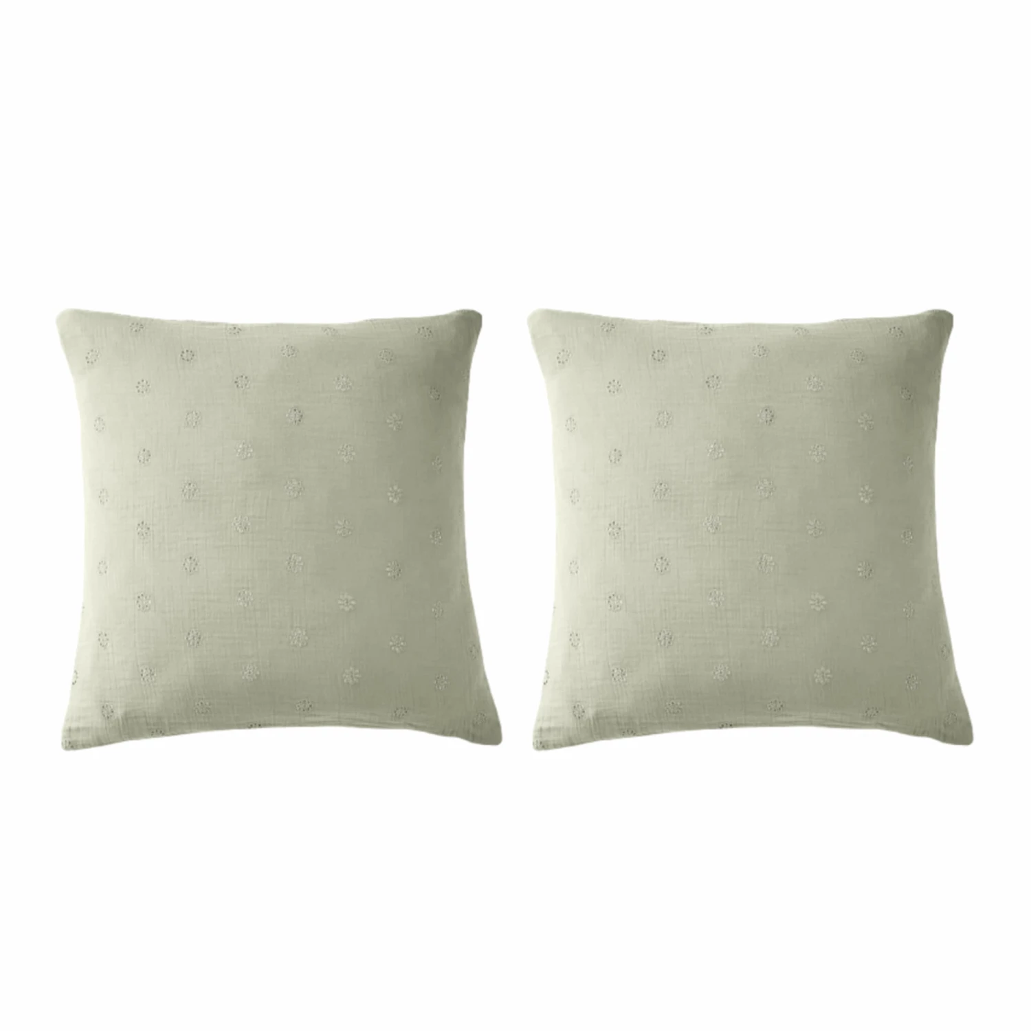 Lot De 2 Taies D'oreillers Brodées Double Gaze De Coton 11 Lot De 2 Taies D'oreillers Brodées Double Gaze De Coton – Image 9