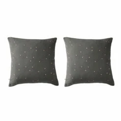 Lot De 2 Taies D'oreillers à Pois Brodés Double Gaze De Coton