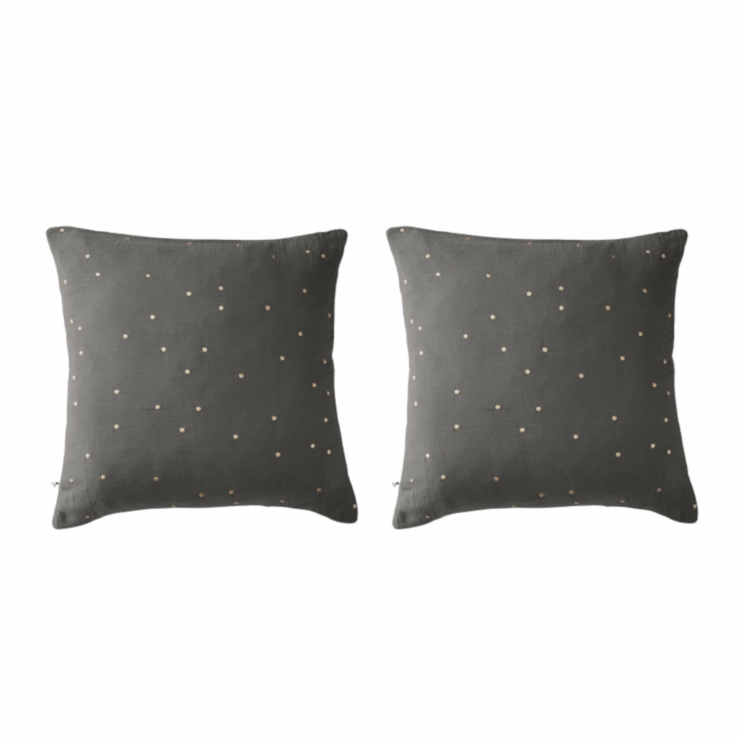 Lot De 2 Taies D'oreillers à Pois Brodés Double Gaze De Coton 3 Lot De 2 Taies D'oreillers à Pois Brodés Double Gaze De Coton