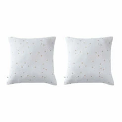 Lot De 2 Taies D'oreillers à Pois Brodés Double Gaze De Coton 31 Lot De 2 Taies D'oreillers à Pois Brodés Double Gaze De Coton -Doublures De Lit Soldes 2024 lot taie oreiller chic blanc fond blanc