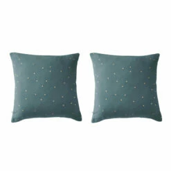 Lot De 2 Taies D'oreillers à Pois Brodés Double Gaze De Coton 30 Lot De 2 Taies D'oreillers à Pois Brodés Double Gaze De Coton -Doublures De Lit Soldes 2024 lot taie oreiller chic canard fond blanc