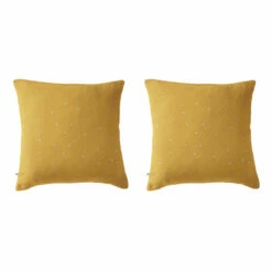 Lot De 2 Taies D'oreillers à Pois Brodés Double Gaze De Coton 33 Lot De 2 Taies D'oreillers à Pois Brodés Double Gaze De Coton -Doublures De Lit Soldes 2024 lot taie oreiller chic jaune fond blanc
