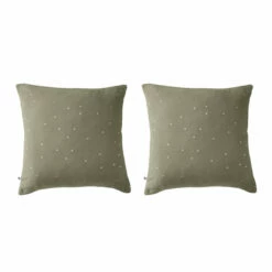 Lot De 2 Taies D'oreillers à Pois Brodés Double Gaze De Coton 34 Lot De 2 Taies D'oreillers à Pois Brodés Double Gaze De Coton -Doublures De Lit Soldes 2024 lot taie oreiller chic kaki fond blanc