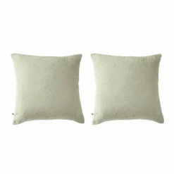 Lot De 2 Taies D'oreillers à Pois Brodés Double Gaze De Coton 28 Lot De 2 Taies D'oreillers à Pois Brodés Double Gaze De Coton -Doublures De Lit Soldes 2024 lot taie oreiller chic vert fond blanc