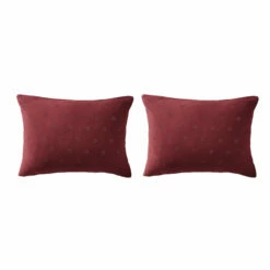 Lot De 2 Taies D'oreillers Brodées Double Gaze De Coton 40 Lot De 2 Taies D'oreillers Brodées Double Gaze De Coton -Doublures De Lit Soldes 2024 lot taie oreiller rectangle boho bordeaux fond blanc