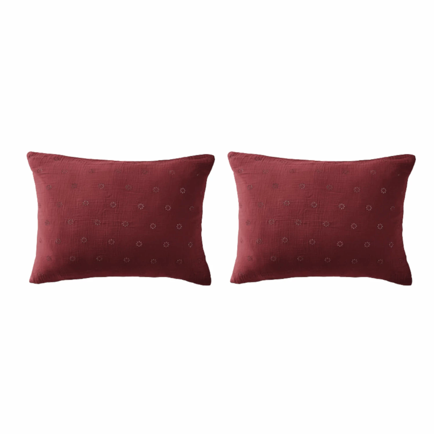 Lot De 2 Taies D'oreillers Brodées Double Gaze De Coton 21 Lot De 2 Taies D'oreillers Brodées Double Gaze De Coton – Image 19