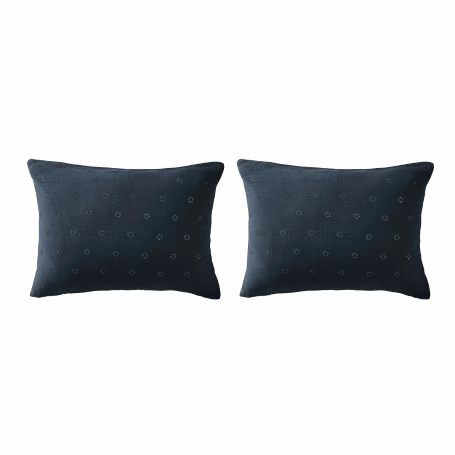 Lot De 2 Taies D'oreillers Brodées Double Gaze De Coton 15 Lot De 2 Taies D'oreillers Brodées Double Gaze De Coton – Image 13