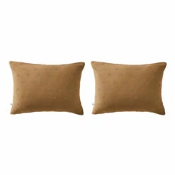 Lot De 2 Taies D'oreillers Brodées Double Gaze De Coton 35 Lot De 2 Taies D'oreillers Brodées Double Gaze De Coton -Doublures De Lit Soldes 2024 lot taie oreiller rectangle boho marron fond blanc