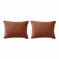 Lot De 2 Taies D'oreillers Brodées Double Gaze De Coton 36 Lot De 2 Taies D'oreillers Brodées Double Gaze De Coton -Doublures De Lit Soldes 2024 lot taie oreiller rectangle boho orange fond blanc
