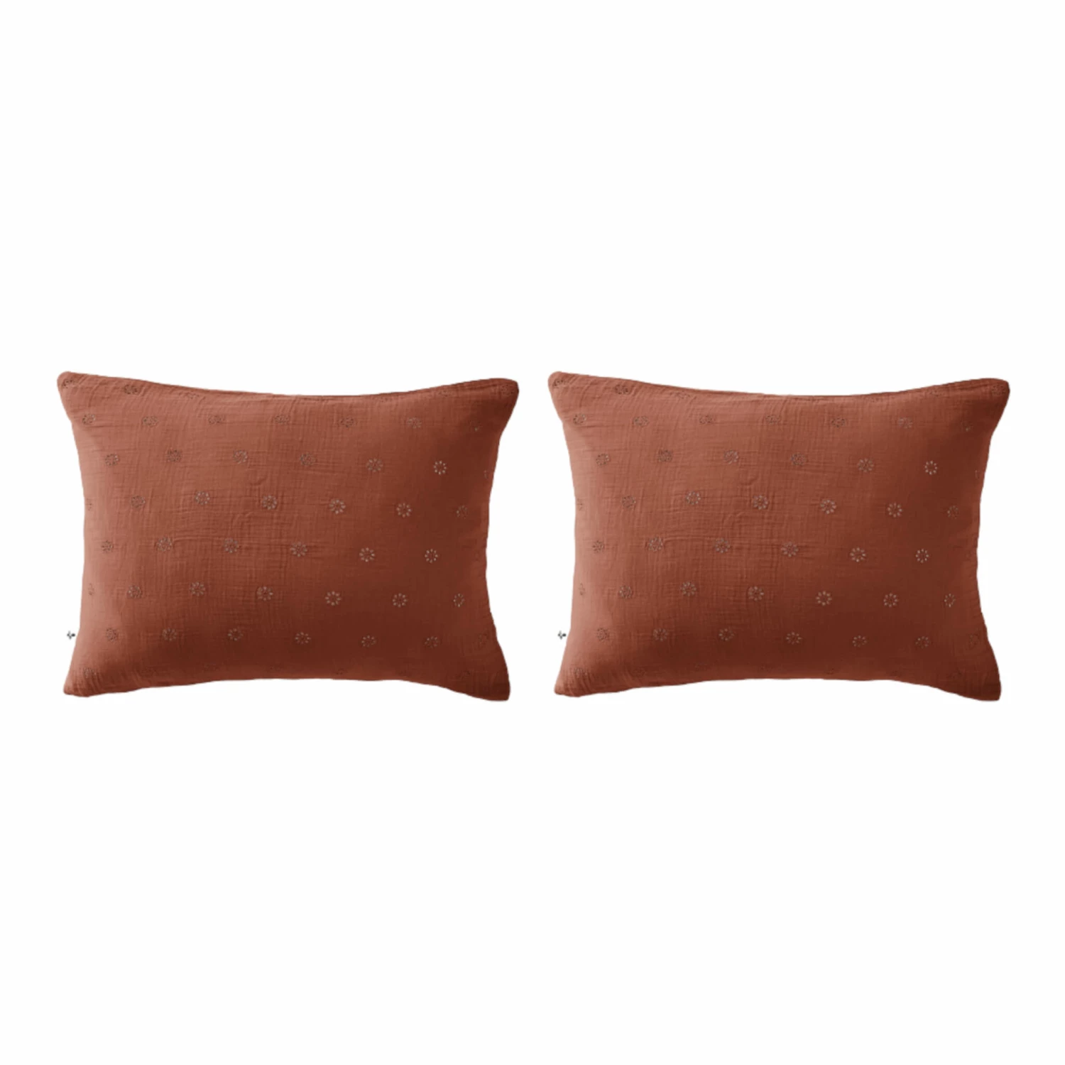 Lot De 2 Taies D'oreillers Brodées Double Gaze De Coton 17 Lot De 2 Taies D'oreillers Brodées Double Gaze De Coton – Image 15