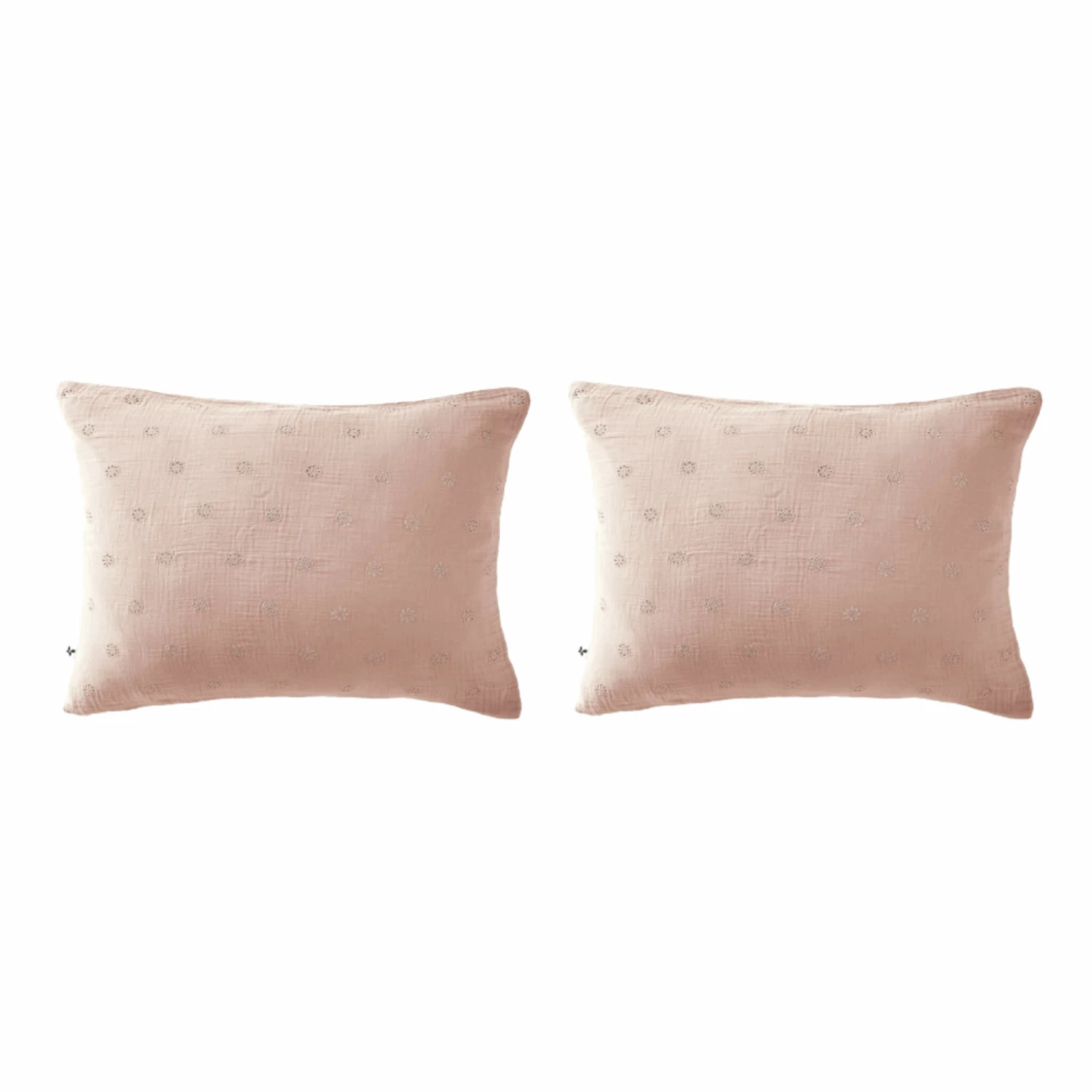 Lot De 2 Taies D'oreillers Brodées Double Gaze De Coton 18 Lot De 2 Taies D'oreillers Brodées Double Gaze De Coton – Image 16