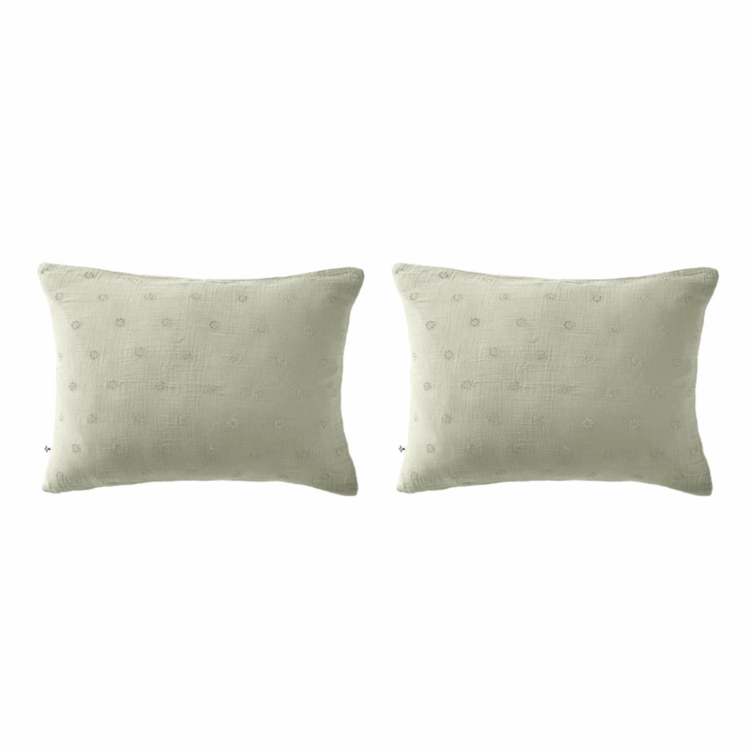 Lot De 2 Taies D'oreillers Brodées Double Gaze De Coton 19 Lot De 2 Taies D'oreillers Brodées Double Gaze De Coton – Image 17