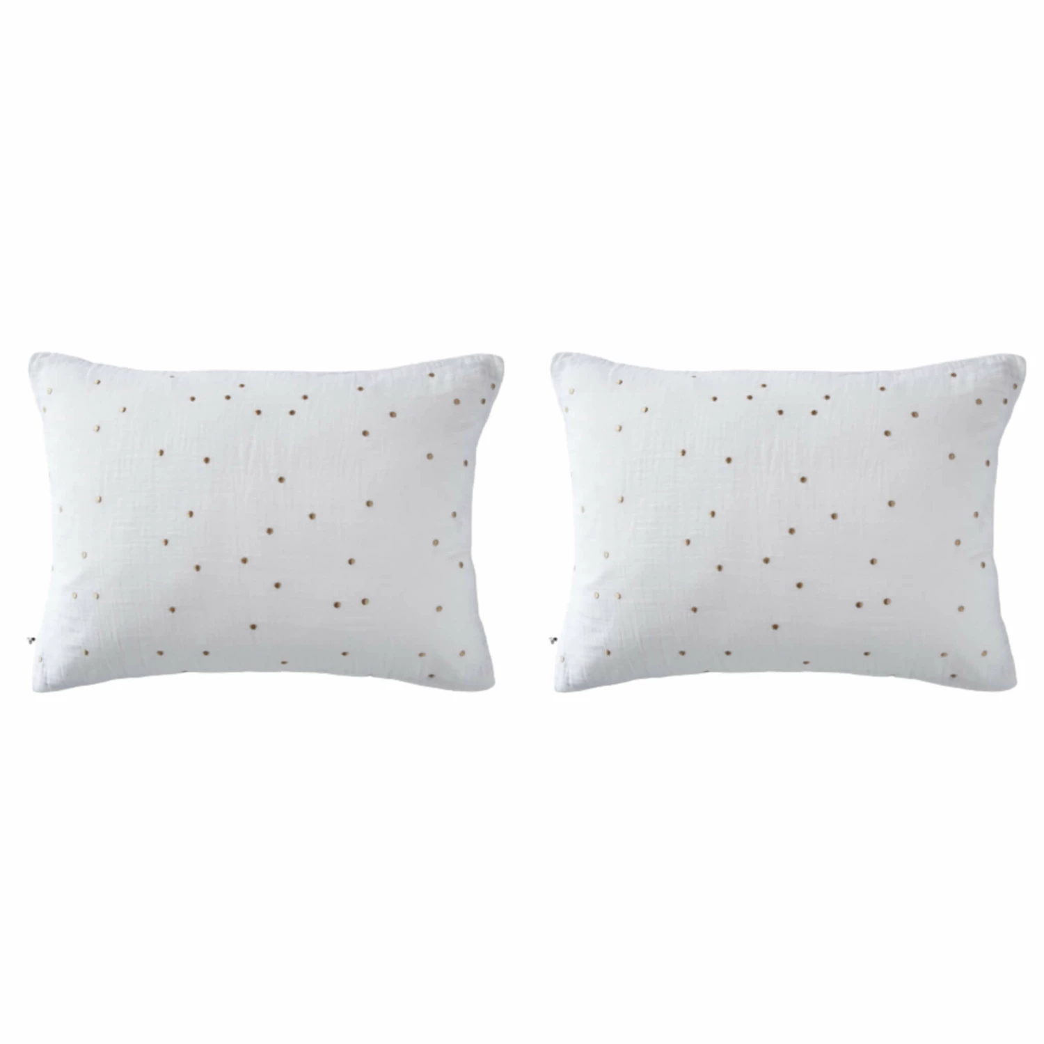 Lot De 2 Taies D'oreillers à Pois Brodés Double Gaze De Coton 7 Lot De 2 Taies D'oreillers à Pois Brodés Double Gaze De Coton – Image 5