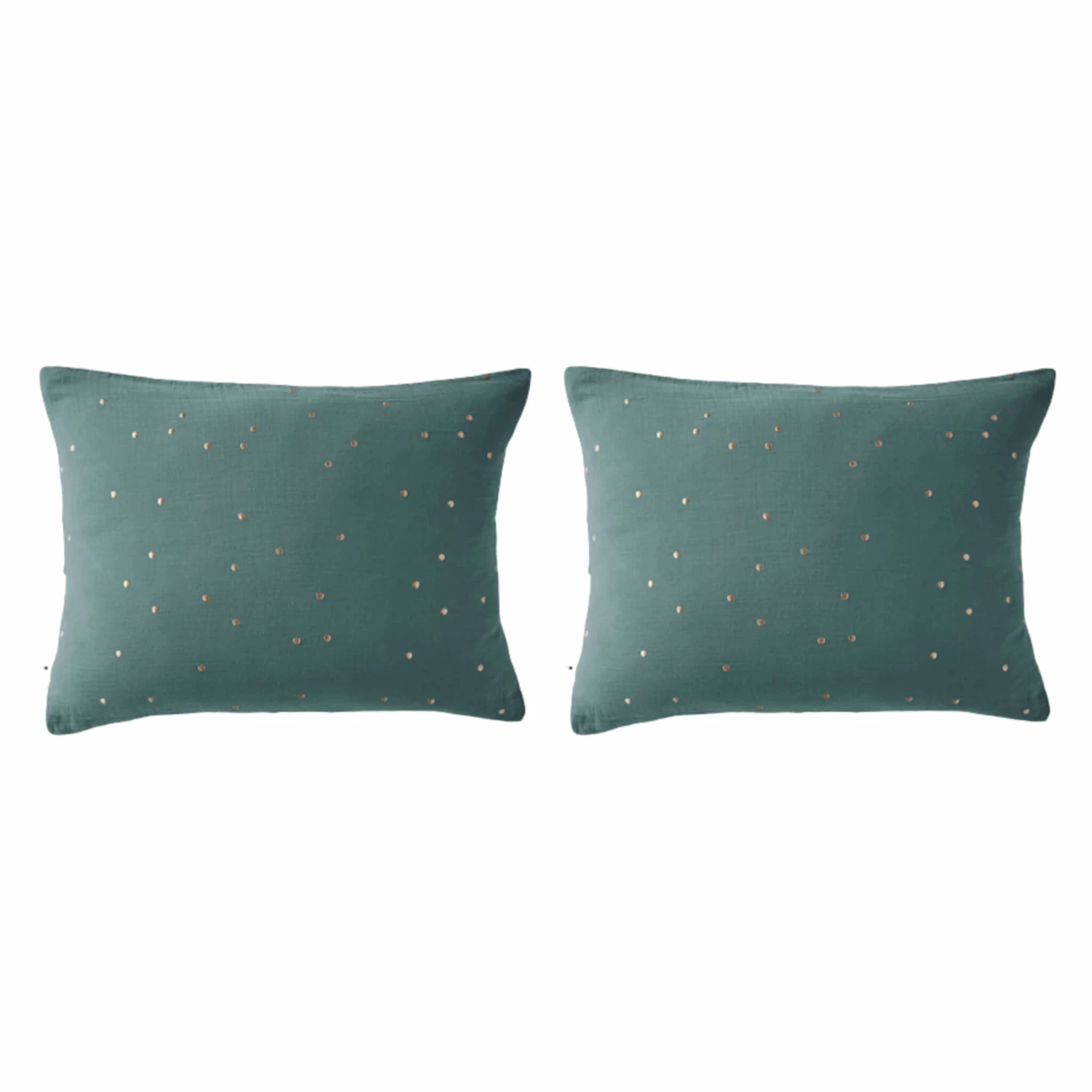 Lot De 2 Taies D'oreillers à Pois Brodés Double Gaze De Coton 18 Lot De 2 Taies D'oreillers à Pois Brodés Double Gaze De Coton – Image 16