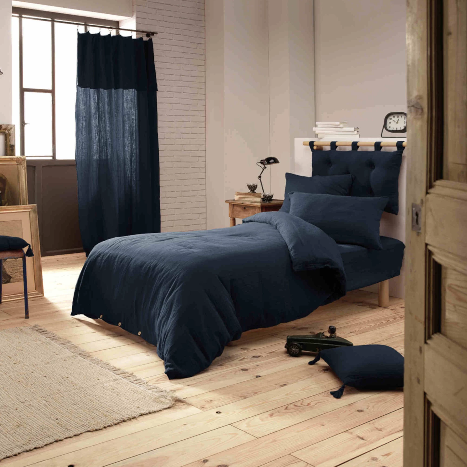 Housse De Couette Double Gaze De Coton Marine 6 Housse De Couette Double Gaze De Coton Marine – Image 4