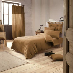 Housse De Couette Double Gaze De Coton Marron -Doublures De Lit Soldes 2024 marron ambiance 2